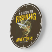 パーソナライズされた魚釣りアドベンチャーバスフィッシュアングラー ラージ壁時計 (傾斜)