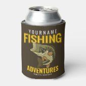 パーソナライズされた魚釣りアドベンチャーバスフィッシュアングラー 缶クーラー (缶正面)