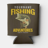 パーソナライズされた魚釣りアドベンチャーバスフィッシュアングラー 缶クーラー (正面)