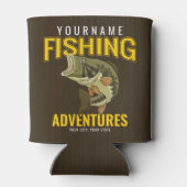 パーソナライズされた魚釣りアドベンチャーバスフィッシュアングラー 缶クーラー (裏面)