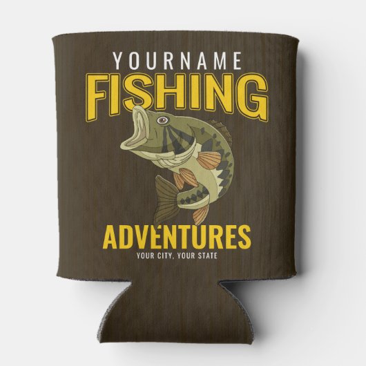 パーソナライズされた魚釣りアドベンチャーバスフィッシュアングラー 缶クーラー (裏面)