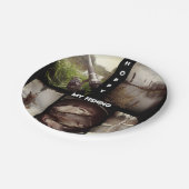 パーソナライズされた魚釣りフォトアルバム。3リングバインダー ペーパープレート (アングル)