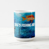 パーソナライズされた魚釣り コーヒーマグカップ (中央)