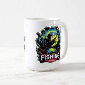 パーソナライズされた魚釣り コーヒーマグカップ (正面右)