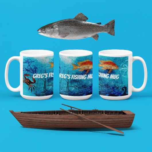 パーソナライズされた魚釣り コーヒーマグカップ