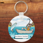 パーソナライズされた魚釣り – 女性マンガ キーホルダー (正面)