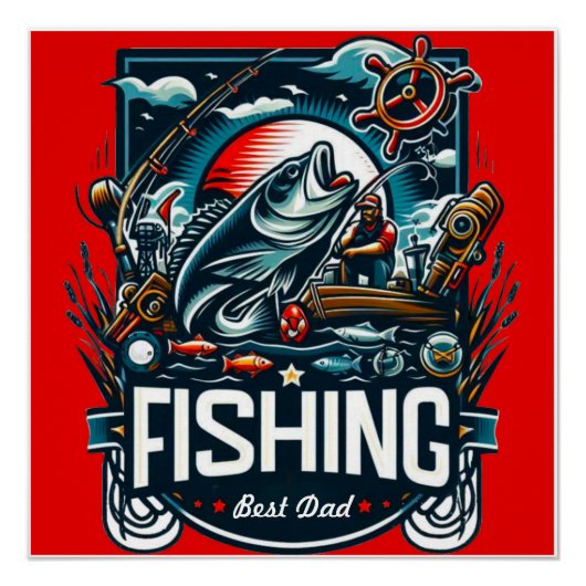 パーソナライズされた魚釣りTシャツ ポスター (正面)