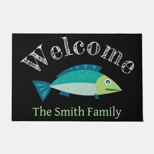 パーソナライズされた魚 ドアマット (正面)