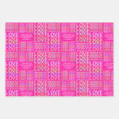 パーソナライズされた鮮やかとHot Pink Forever "LOVE" ラッピングペーパーシート (正面2)