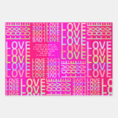 パーソナライズされた鮮やかとHot Pink Forever "LOVE" ラッピングペーパーシート (正面)