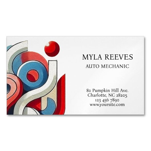 パーソナライズされた鮮やか抽象デザイン マグネット名刺 (正面)