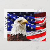 パーソナライズされた鷲と国旗の愛国的はがき ポストカード (正面/裏面)
