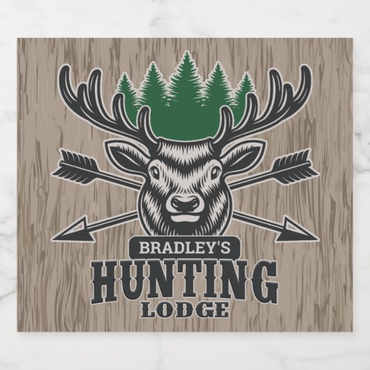 パーソナライズされた鹿とエルクのハンター弓狩猟ロッジ ビールラベル (シングルラベル)