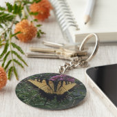 パーソナライズされた黄と黒の蝶 キーホルダー (側面)