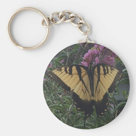 パーソナライズされた黄と黒の蝶 キーホルダー (正面)