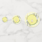 パーソナライズされた黄ストライプアヒル誕生日プレート コンフェッティ (裏面)