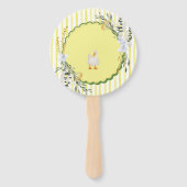パーソナライズされた黄ストライプアヒル誕生日プレート ハンドファン (裏面)