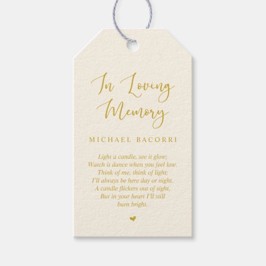パーソナライズされた黄モダン金ゴールド葬儀社 ギフトタグ (正面)