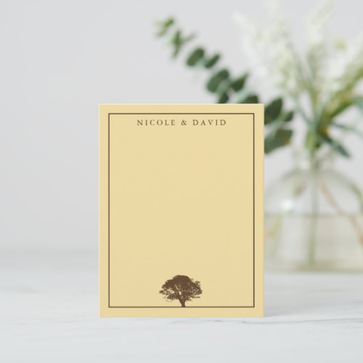 パーソナライズされた黄色の樺の木のカップル感謝のメモ 招待状 (スタンド正面)
