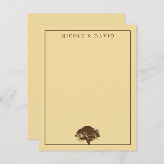 パーソナライズされた黄色の樺の木のカップル感謝のメモ 招待状 (正面/裏面)