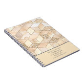 パーソナライズされた黄色の茶色の灰色の桃の幾何学的 ノートブック (右側)