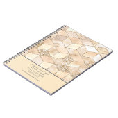 パーソナライズされた黄色の茶色の灰色の桃の幾何学的 ノートブック (左側)