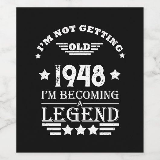 パーソナライズされた黒と白のヴィンテージ風 75歳の誕生日 ワインラベル (シングルラベル)