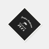 パーソナライズされた黒と白の卒業式 スタンダードカクテルナプキン (角)