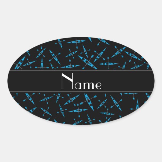 パーソナライズされた黒カヤック 楕円形シール (正面)