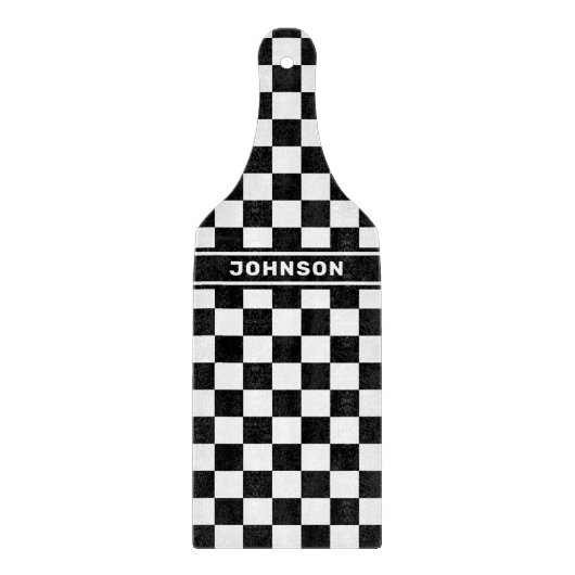 パーソナライズされた黒市松模様に カッティングボード (正面)