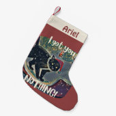 パーソナライズされた黒猫は得お前はおもしろい スモールクリスマスストッキング (正面 (吊り時))