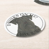 パーソナライズされた黒番犬結婚ズ ラウンドペーパーコースター (アングル)