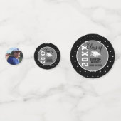 パーソナライズされた黒銀卒業 コンフェッティ (裏面)