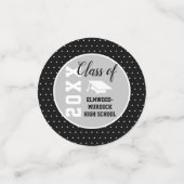 パーソナライズされた黒銀卒業 コンフェッティ (スモール正面)