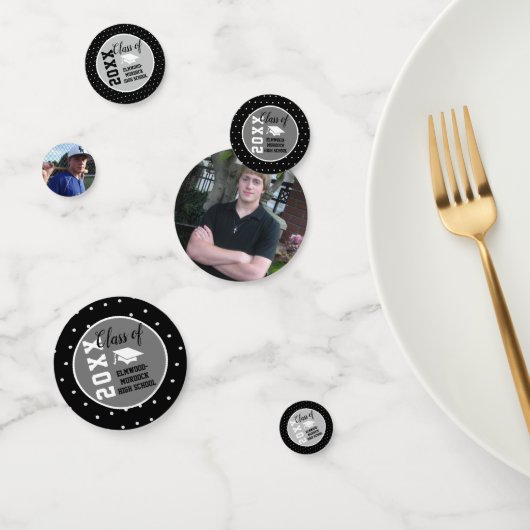 パーソナライズされた黒銀卒業 コンフェッティ (グループ)