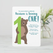 パーソナライズされた1歳のバースデーベモダンア招待状 招待状 (スタンド正面)