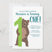 パーソナライズされた1歳のバースデーベモダンア招待状 招待状 (正面)