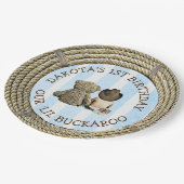 パーソナライズされた1歳の誕生日カウボーイをテーマ ペーパープレート (アングル)