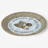 パーソナライズされた1歳の誕生日カウボーイをテーマ ペーパープレート (アングル)