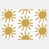 パーソナライズされた1歳の誕生日ベビーサンハッピーカワイイ ラッピングペーパーシート (正面3)