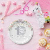 パーソナライズされた10周年結婚フローラ ペーパープレート (パーティー)
