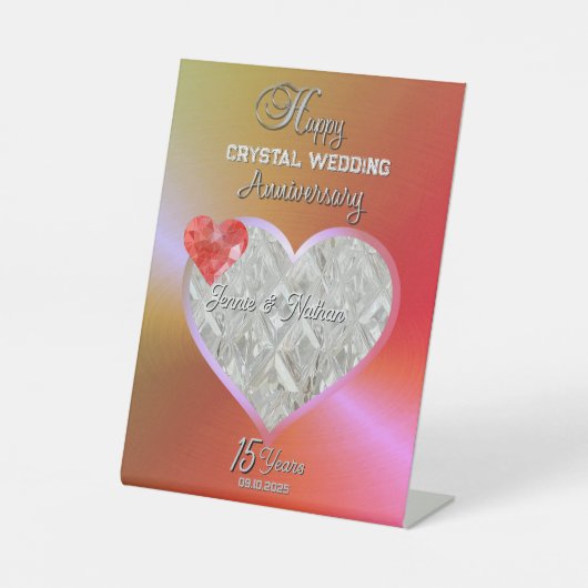 パーソナライズされた15結婚周年 台座サイン (正面)