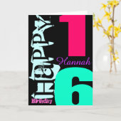 パーソナライズされた16誕生日グリーティポップ・アートのングカード カード (黄色い花)