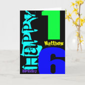 パーソナライズされた16誕生日グリーティポップ・アートのングカード カード (黄色い花)