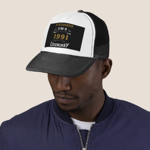 パーソナライズされた1991年30歳生まれヴィンテージブラック キャップ