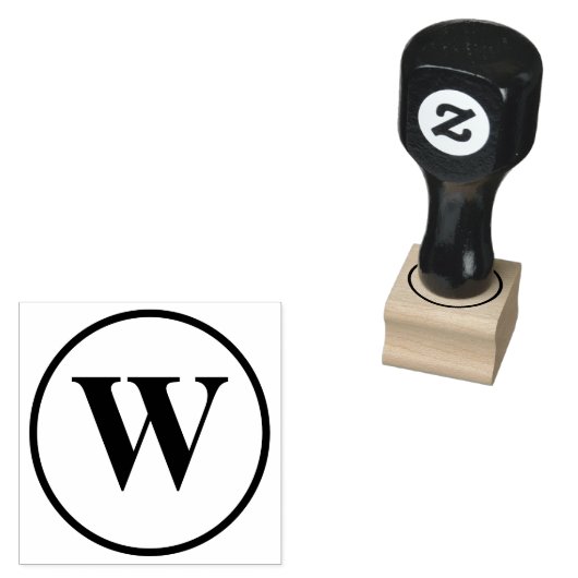 パーソナライズされた1" x 1"サイズのモノグラムスタイルウッドアート ラバースタンプ (押印)