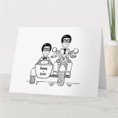 パーソナライズされた2つのバイクもしくは自転車に乗る人オートバイ結婚ズ カード (正面)