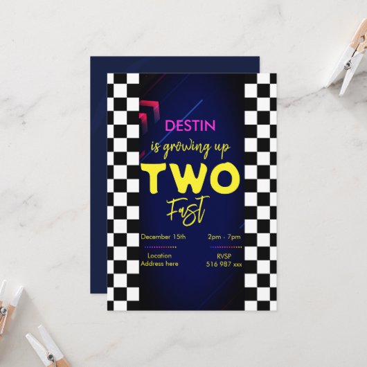 パーソナライズされた2つの誕生日の招待 招待状 (正面/裏面インサイチュ)