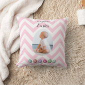 パーソナライズされた2フォトイースターエッグピンクパステル クッション (ブランケット)