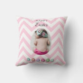 パーソナライズされた2フォトイースターエッグピンクパステル クッション (裏面)
